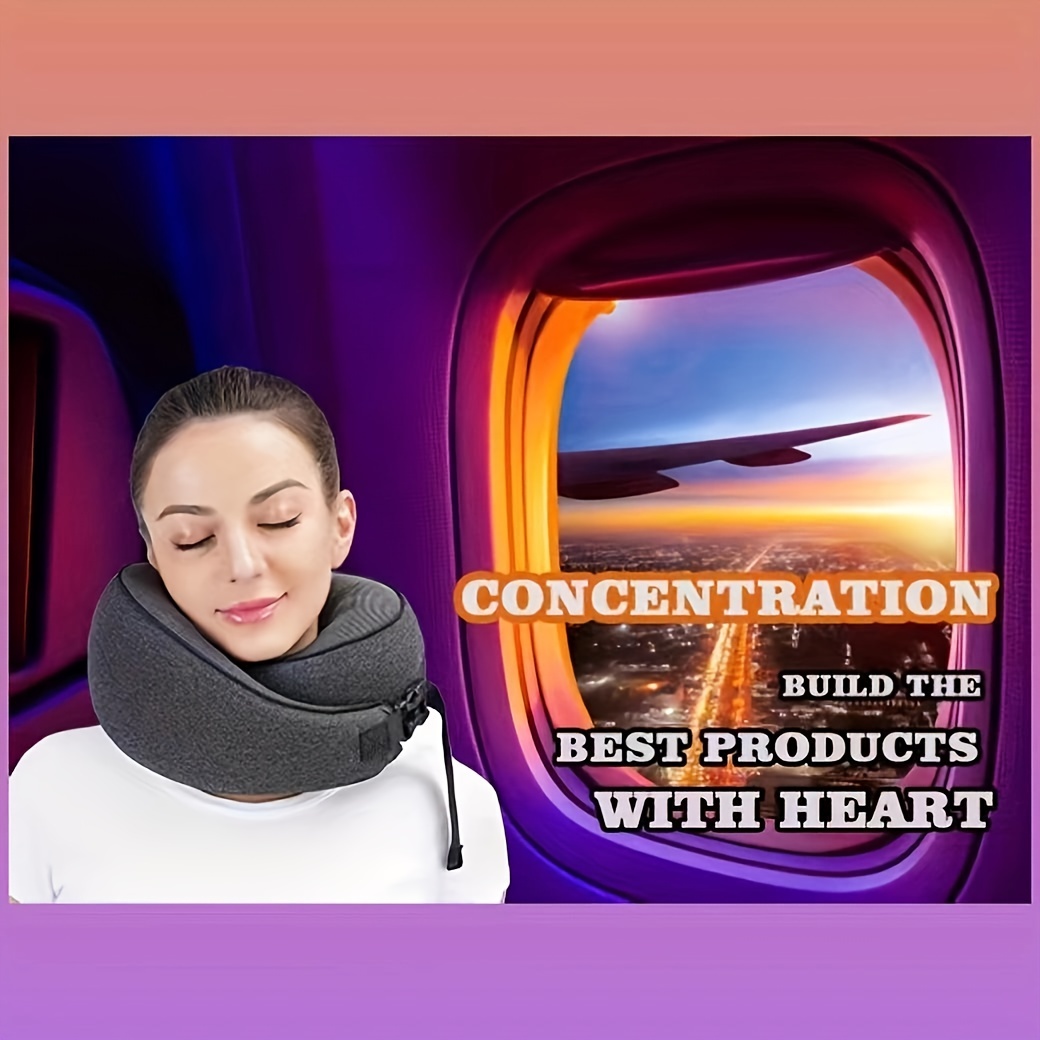 100% Pure Memory Foam Neck Pillow, Comfortable & Breathable Cover, Machine  Washable, Airplane Travel Kit with Eye Masks, Earplugs, and Luxury Bag