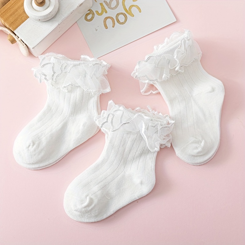 Baby Girls Mesh Trim Ankle Socks Breathable Comfortable Princess Socks