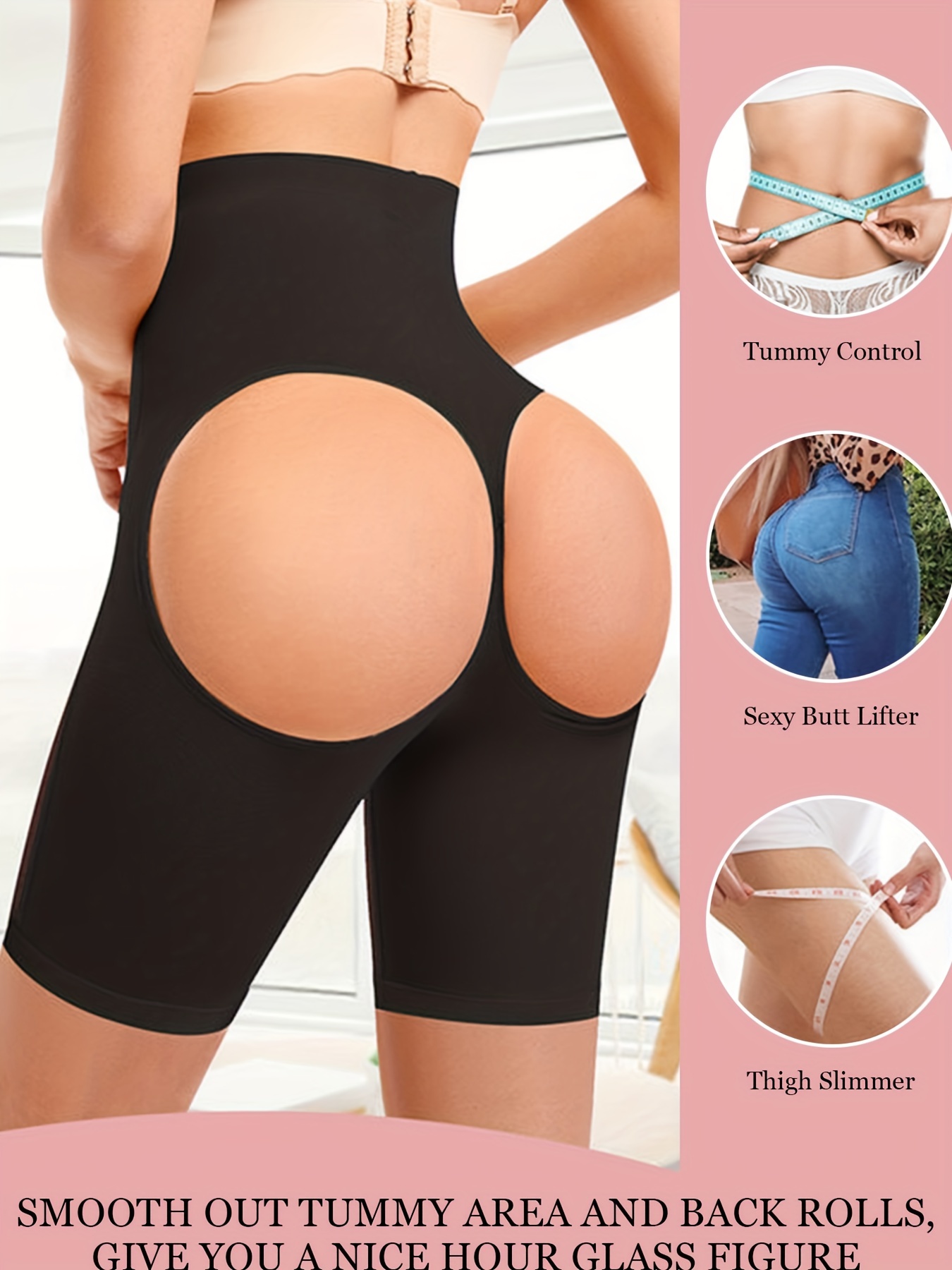 Gotoly Women High Waisted Tummy Control Shapewear Butt Lifter Panties Shorts  Body Shaper Under Dress Slips Seamless Thigh Slimmer(Black Large) 