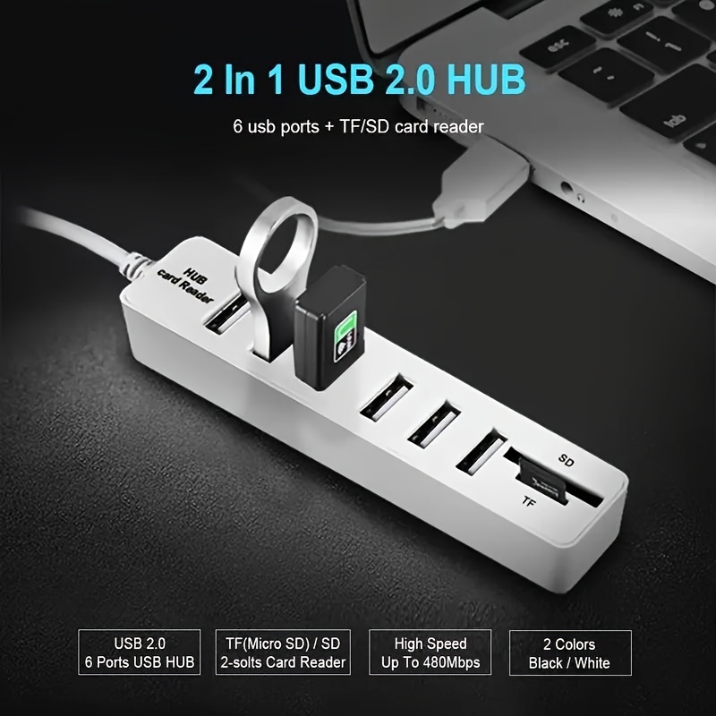 3.0 Multi-Card Reader, 6-in-1 USB 3.0 Hub with 3 High-Speed Ports