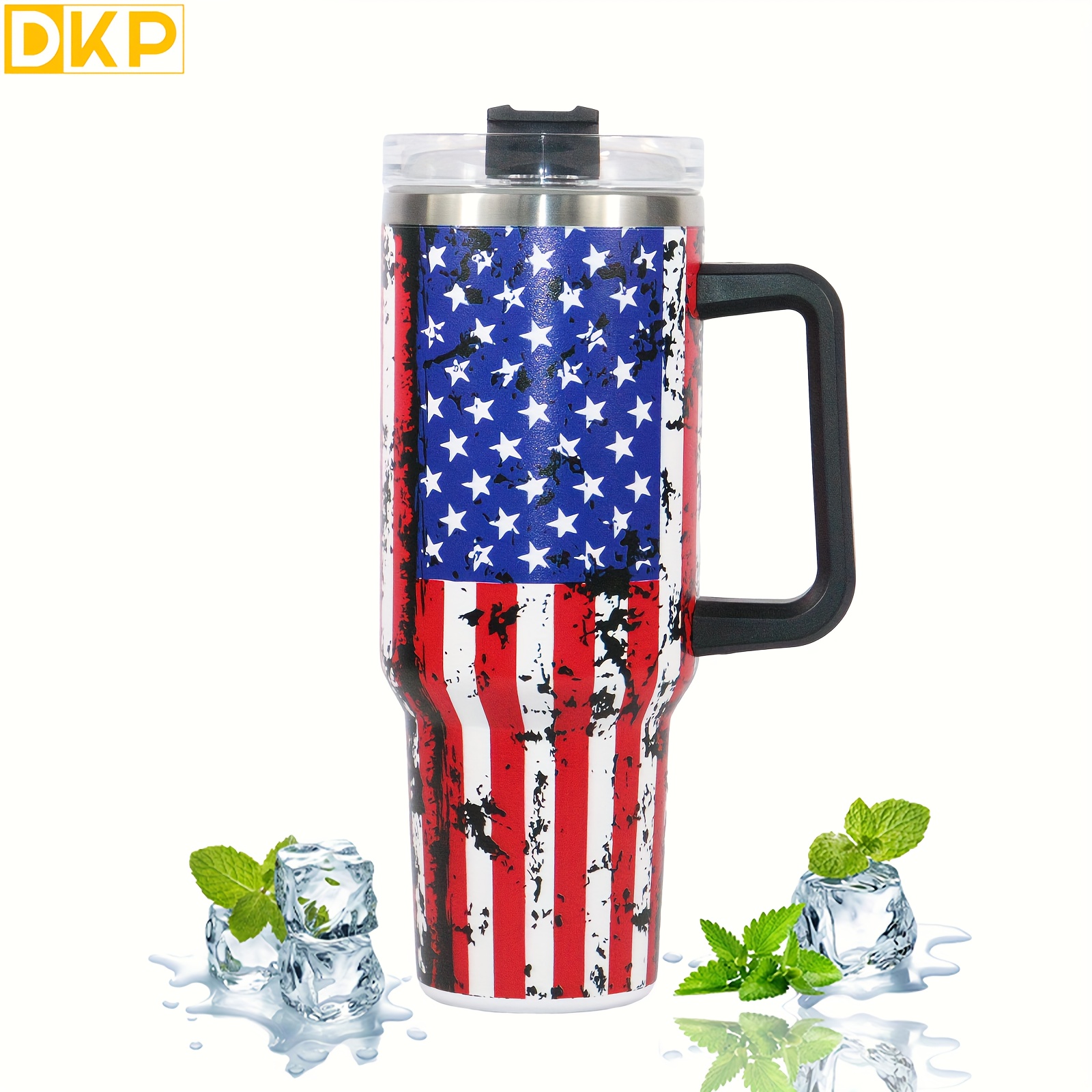 Car Tumbler With Handle, Portable 304 Stainless Steel Straw Cup For Outdoor  Camping Hiking Climbing Driving - Temu