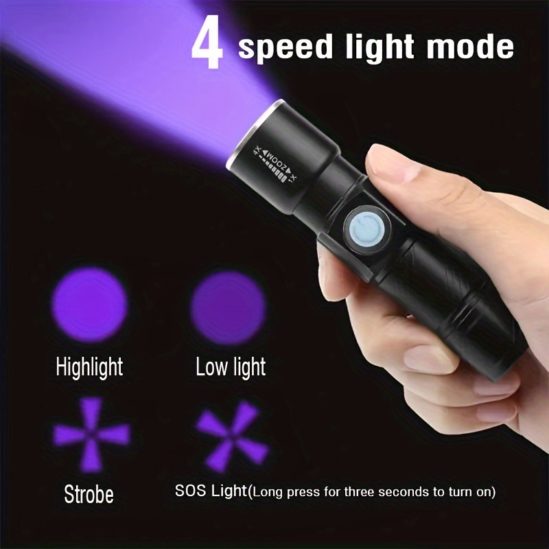 1 Linterna Uv 395 Nm Recargable Usb Lámpara Ultravioleta - Temu Chile