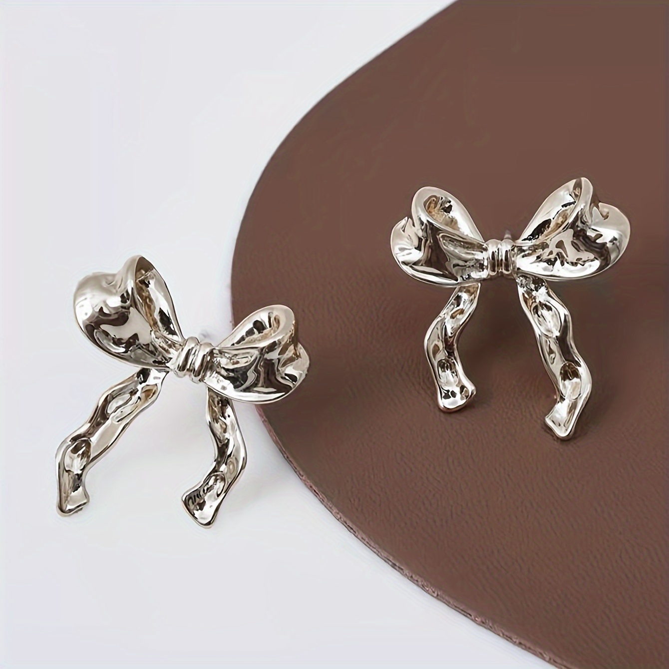 2 Copper Asymmetrical Bow Delicate Women's Fashion Stud Earrings