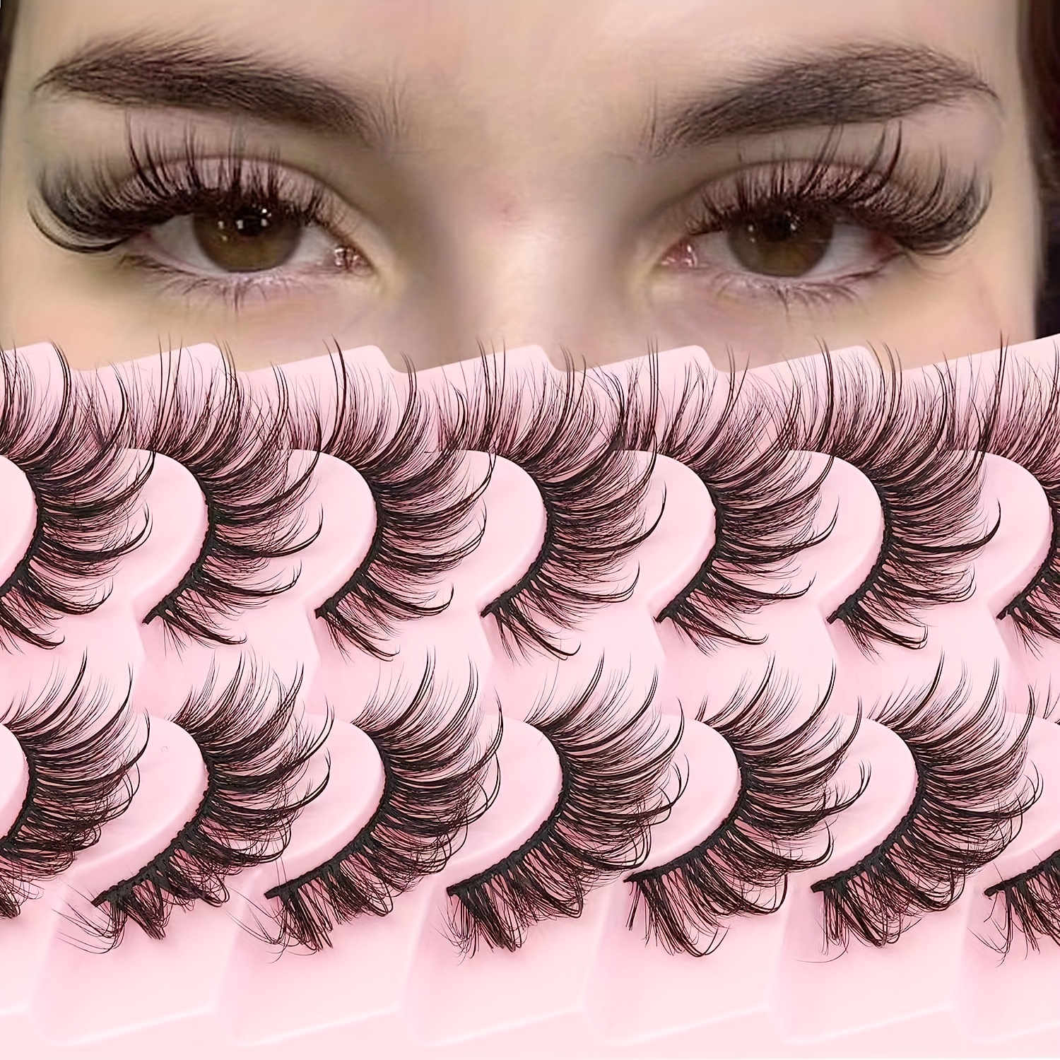 

Faux Mink Lashes Fluffy False Eyelashes Natural Look Wispy 3d Faux Mink Lashes Cat Eye Flat Lashes Natural Fake Lashes Extensions Strip Eyelashes Pack 7 Pairs