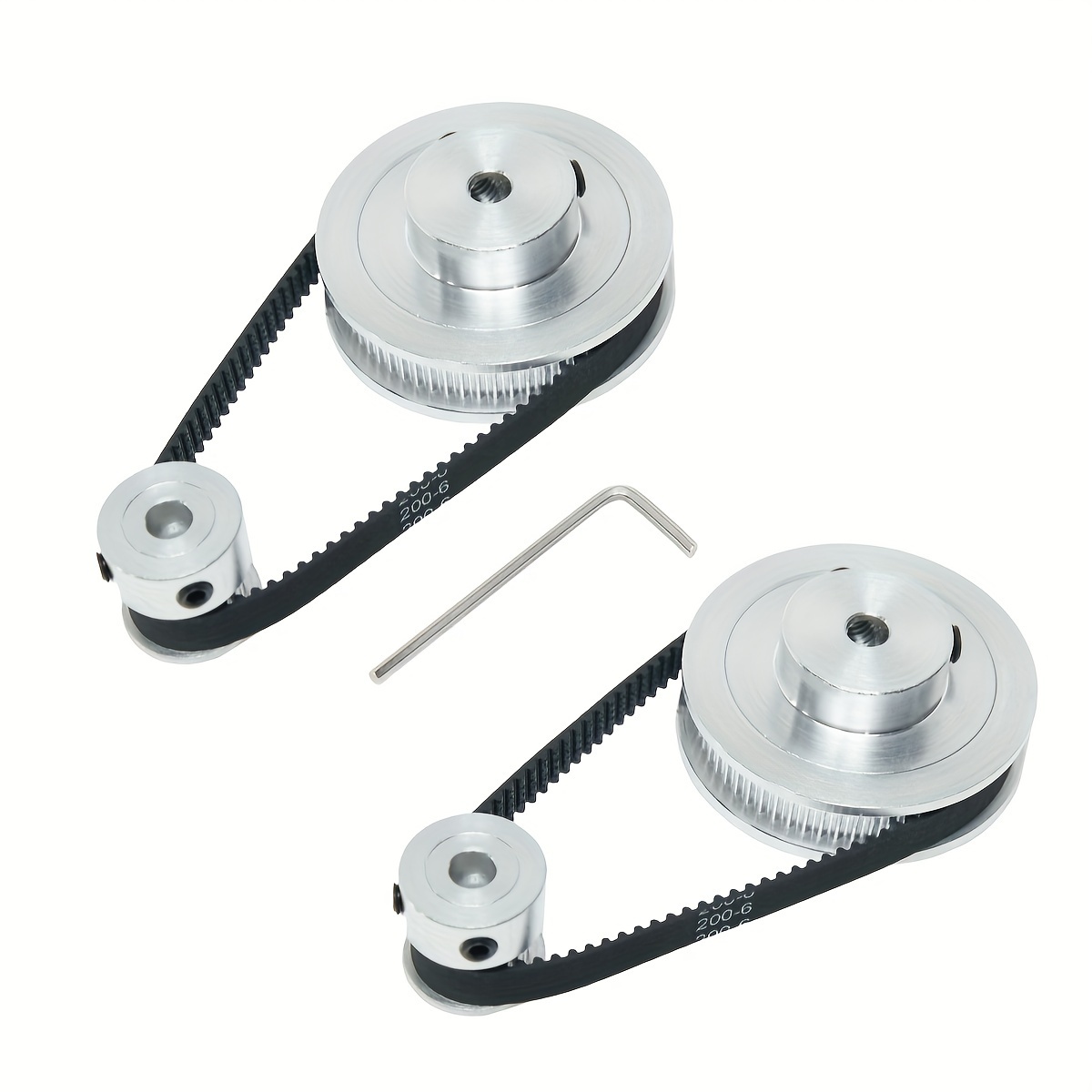 TEMU Shceec 2pcs Set 2gt Aluminum Timing Pulley 20&60 Teeth 5mm Bore Synchronous Wheel With 2pcs Length 200mm Width 6mm Belt (20-60t-5b-6)