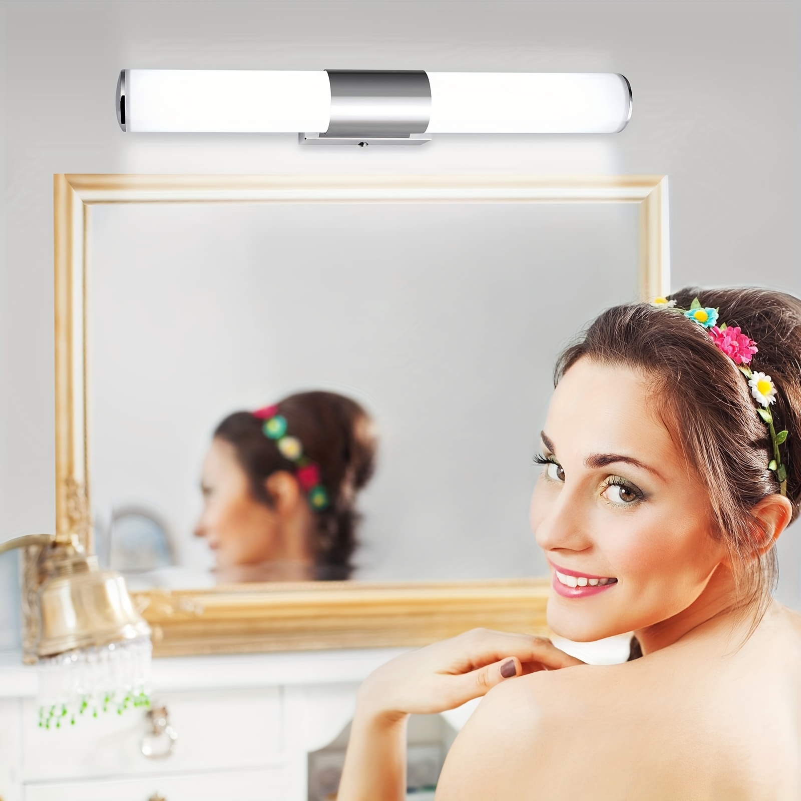 Lámpara frontal de espejo Cabina de baño Luz de luz LED Luz de espejo  Maquillaje Luz de espejo Lámparas de pared Luz de la vanidad IP44 blanco  neutro Longitud del producto: 600