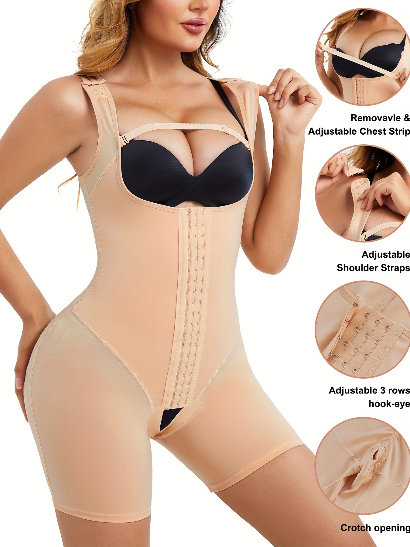 Shapewear Bodysuit With Built-In Bra, Open Bust Butt Lifter Body Shaper  With Removable Padded Butt Lifter, Women'S Underwear With Body Shaping  Effect