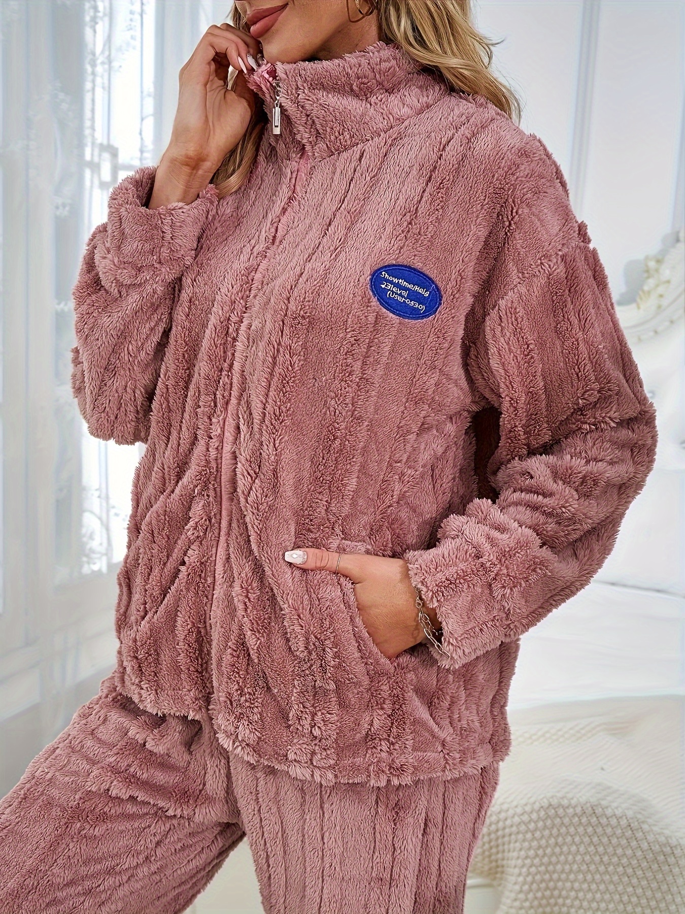 Women's Fuzzy Long Nightgown Zip up Fleece Nightdress Plush Full