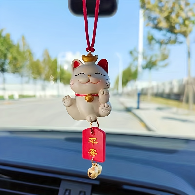 Cat Car Hanging Ornament Resin Cat Figurine Car Rearview Mirror