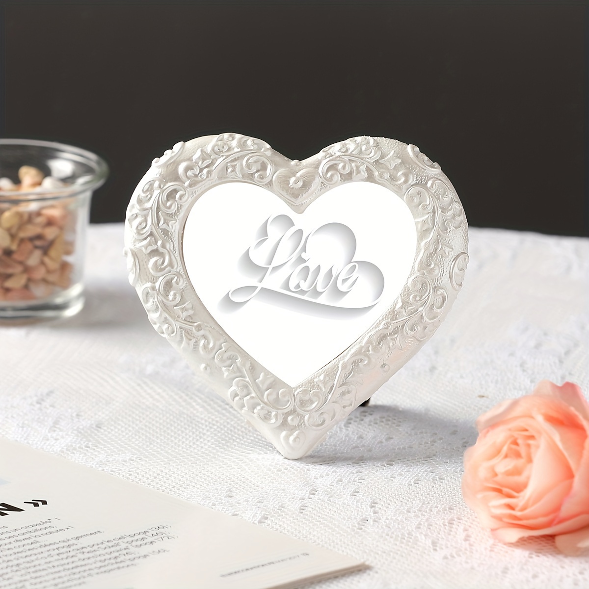 Picture Frame Decorative White Heart shape Picture Frame - Temu