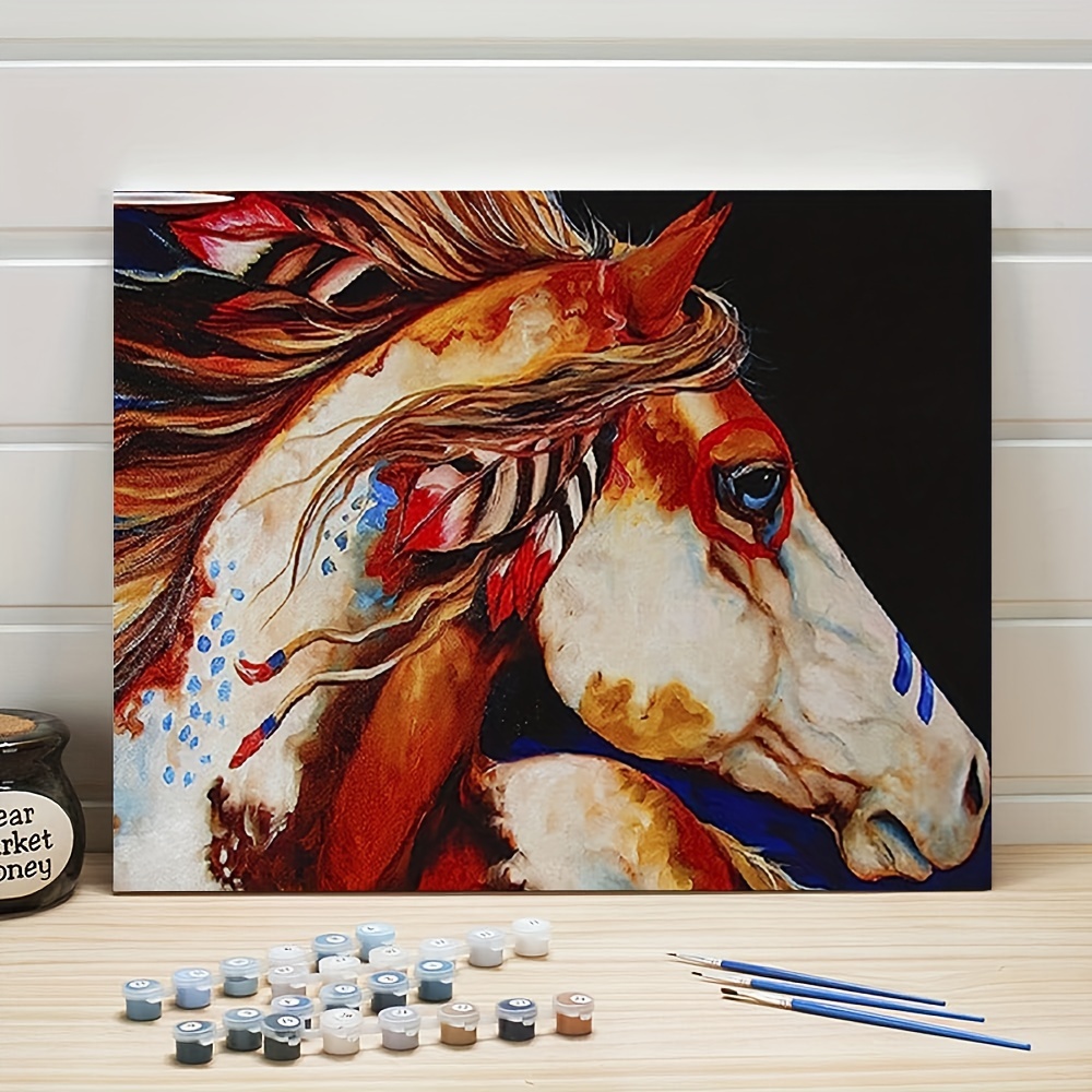 Horses Paint by Number Kit, Animals Painting by Numbers Set With Frame  Acrylic Canvas, Romantic Couple Art Wall Decor, Adult Coloring Gift 