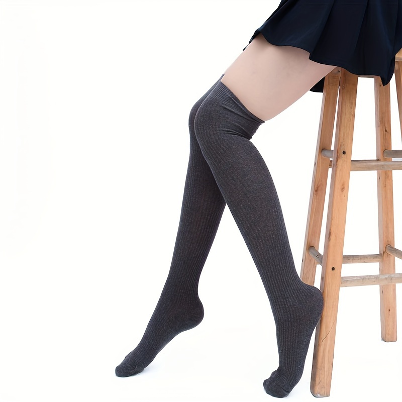 Women's Knee High Knitted Stockings Solid Comfort Outdoor Socks