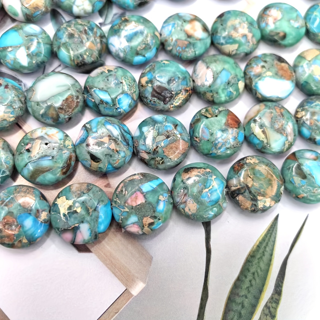 

1 String 11pcs Round Turquoise Blue Emperor Pine Stone Bohemian Style Beads For Handmade Diy Special Unique Fashion Bracelets Necklaces Sweater Chains Jewelry Making Craft Supplies