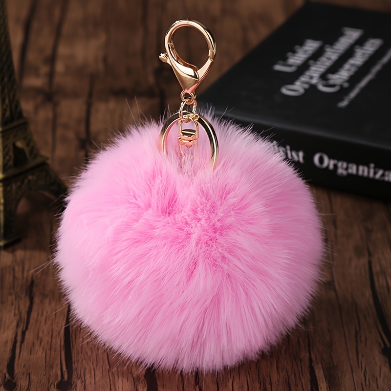 Soft Pom Pom Keychain Plush Ball Cute Colorful Bag Key Chain