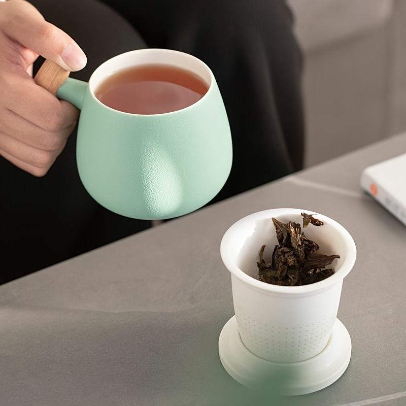Tea Cup With Infuser And Lid And Strainer Saucer Ceramic Tea - Temu
