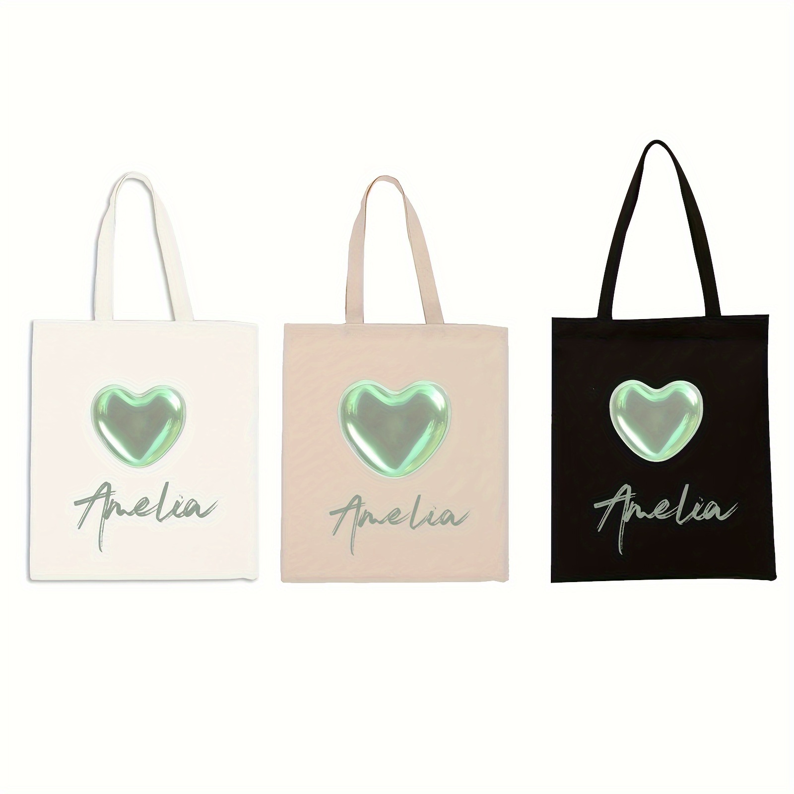 Personalized Tote Bag with Name & Heart - Personalized Brides