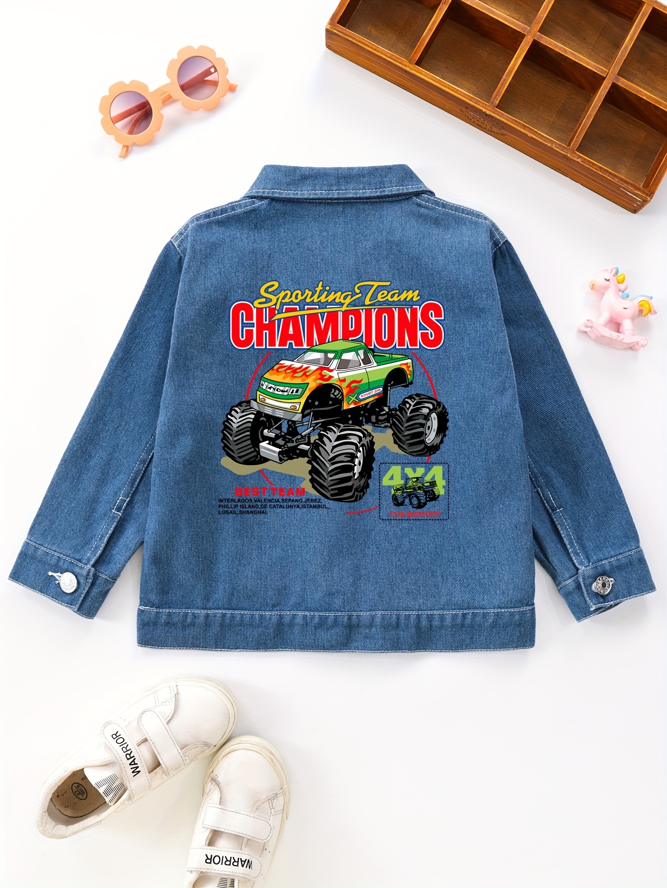 Boys the Boo Crew Print Denim Jacket Cartoon Pumpkin Ghost & Letter  Graphic Jacket Long Sleeve Outerwear For Spring And Autumn, Halloween - Temu