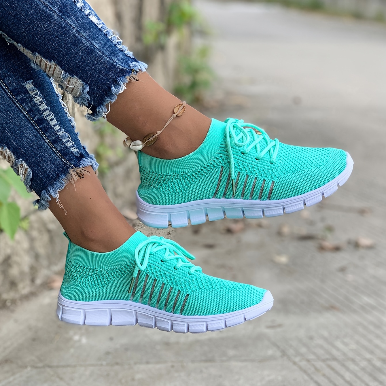 Women's Knit Lightweight Mesh Sneakers Breathable Mesh Lace - Temu
