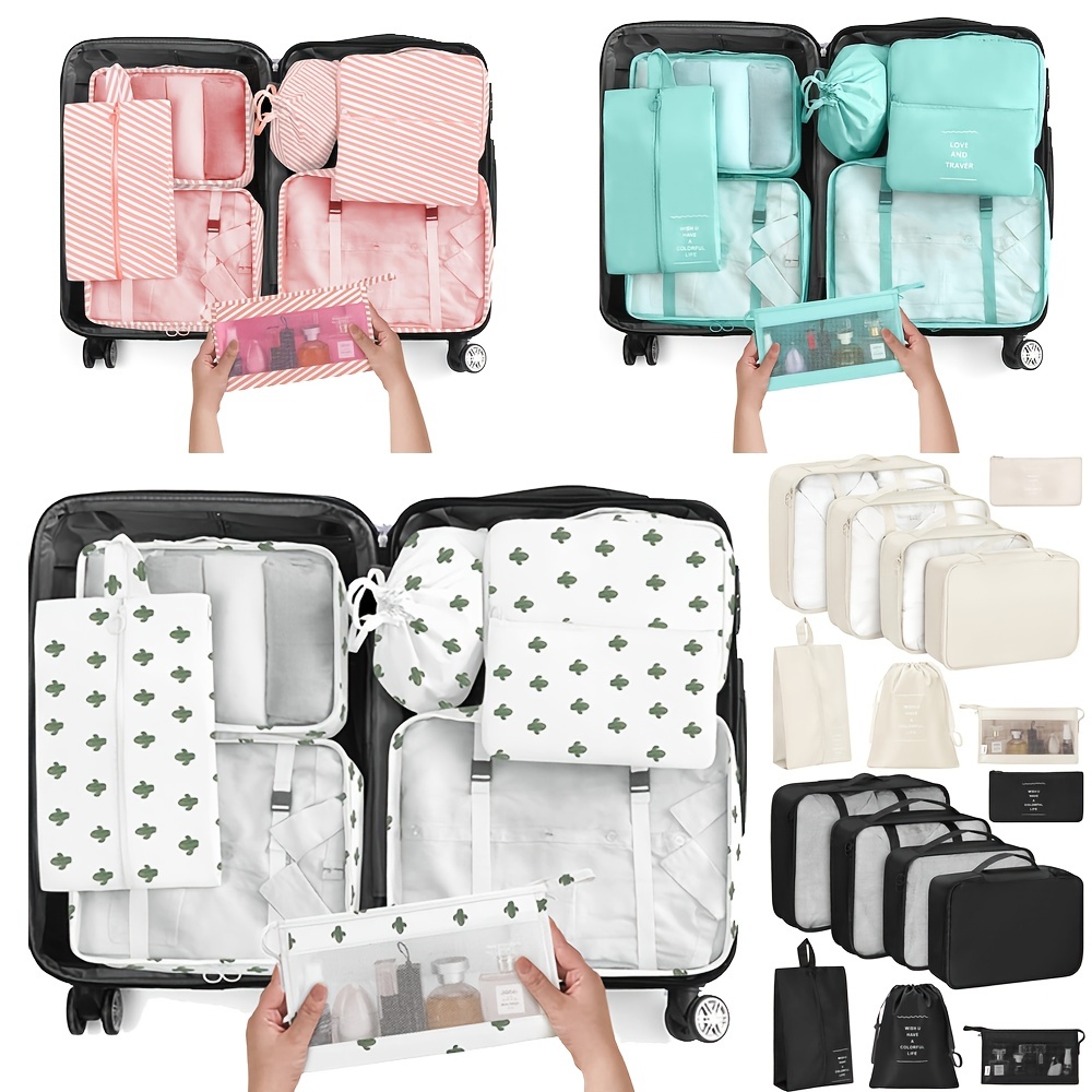 10 Set Packing Cubes for Suitcases, Lightweight Travel Suitcase Organizers  bags set with Shoe Bag, Underwear Bag & Toiletry Bag, Packing Cubes for