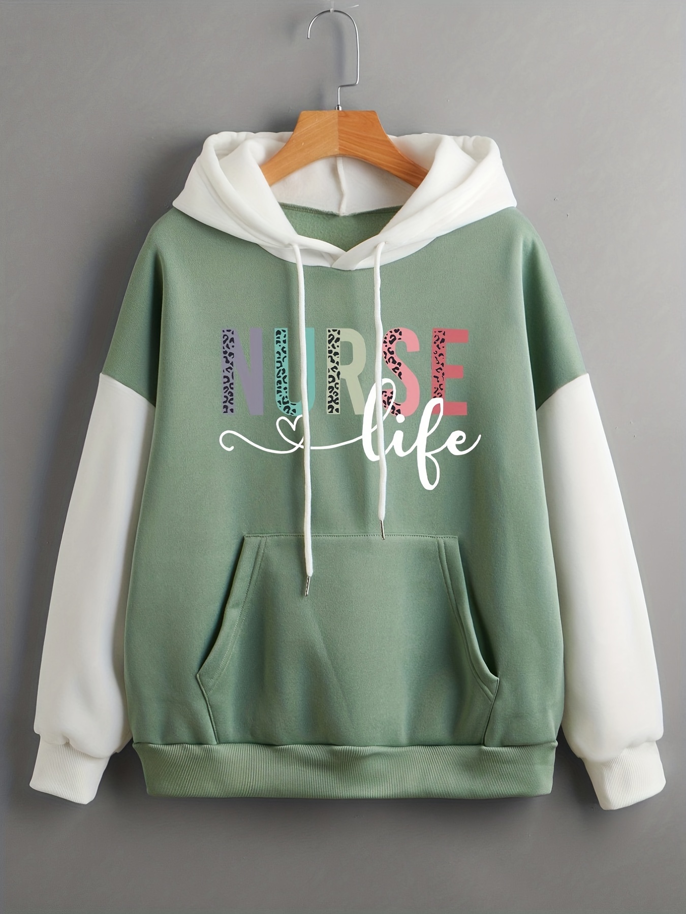 Letter Print Fleece Lined Drawstring Kangaroo Pocket Hoodie - Temu Canada