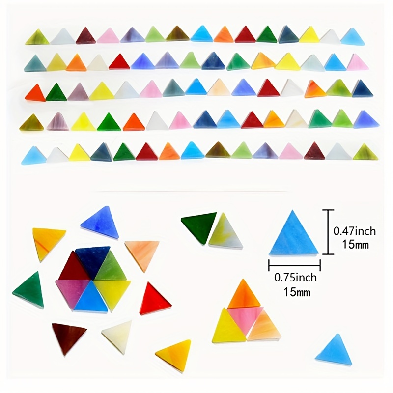 Mosaico Teselas Colores Mixtos Vidrio en 3 Formas(380 piezas/300g),  Triángulo Cuadrado Rombo Azulejos de Mosaico Piezas de Mosaico para  Mosaicos