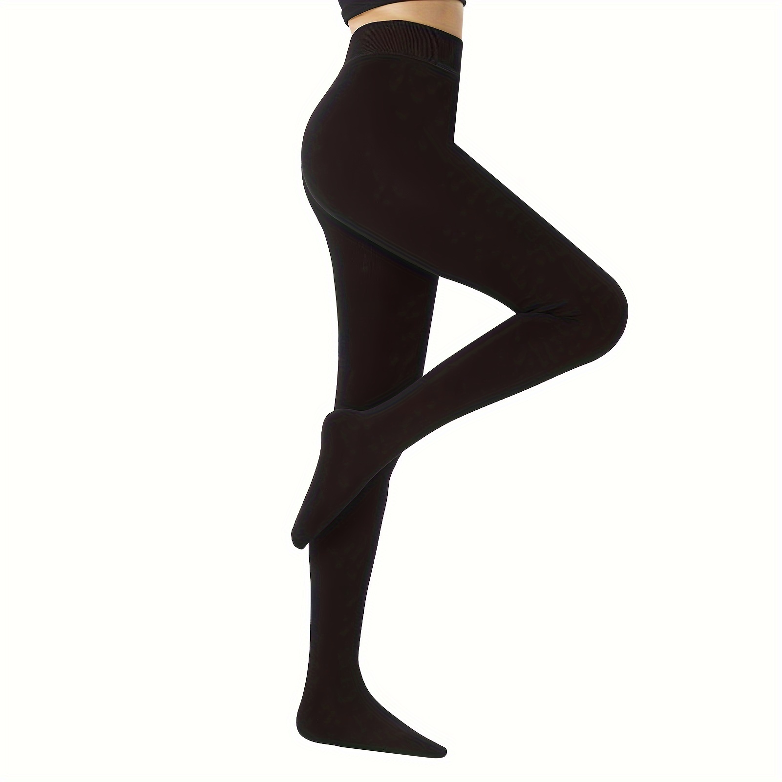 Opaque Black Tights High Waist Smooth Stretch Footed - Temu Canada