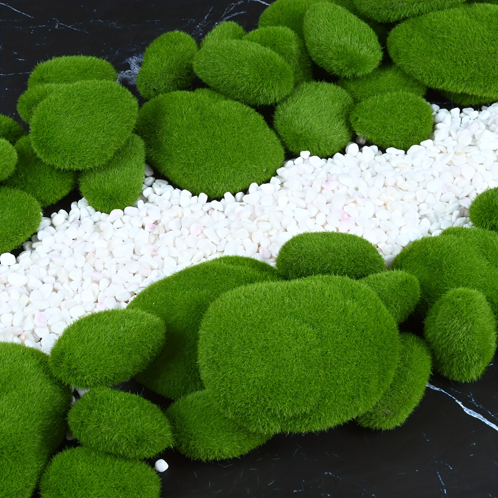 Artificial Moss Rocks Decorative, 30 Pcs 3 Size Green Moss Balls