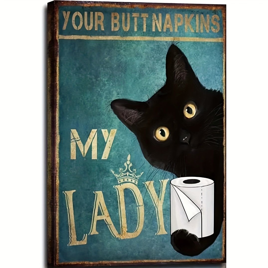Black Cat Vintage Posters Art Wall Prints Funny Bathroom - Temu