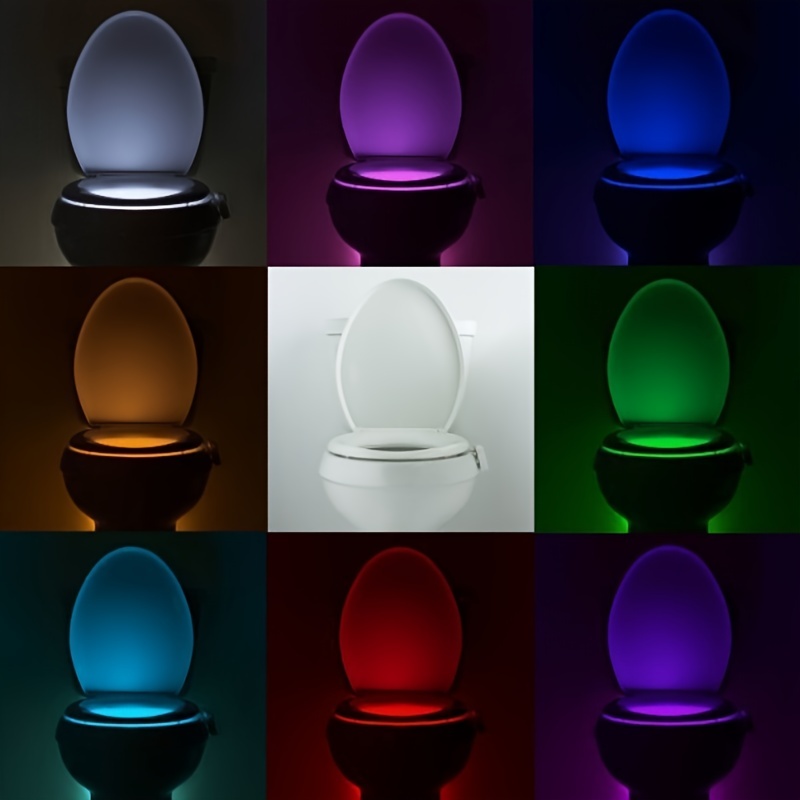 Toilet Night Light Motion Sensor, 8-color Changing Toilet Bowl Light,  Battery Operated Led Nightlight For Bathroom Decor, Bathroom Accessories -  Temu
