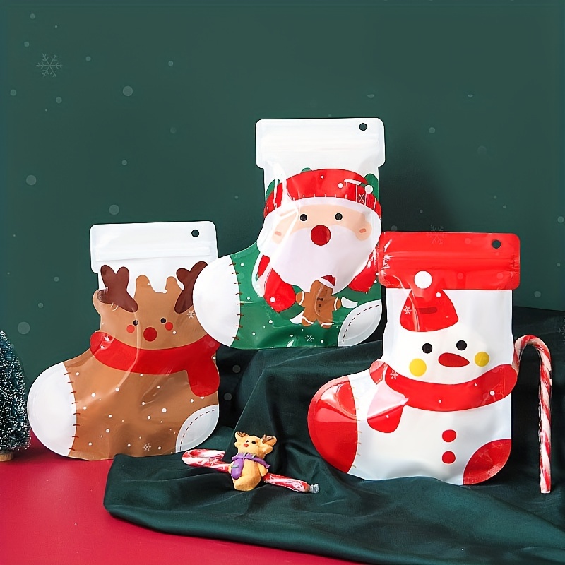 Christmas Socks Food Storage Bags Gift Cartoon Ziplock Bag - Temu