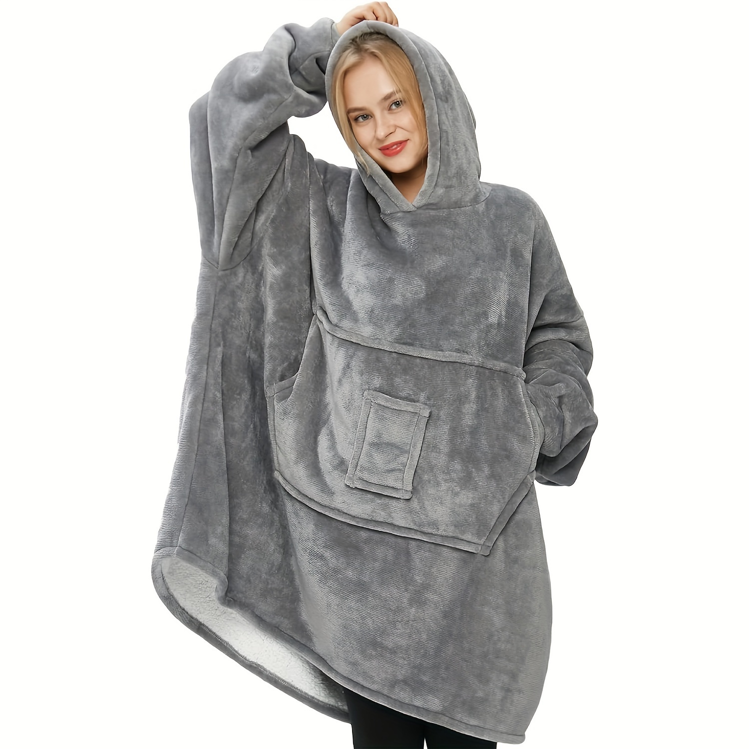 Manta con capucha, manta portátil, sudadera con capucha de gran tamaño,  cómoda manta de suéter, manta gigante de sherpa acogedora para mujeres