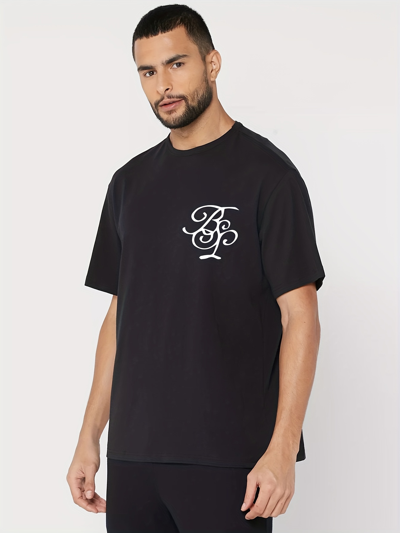 Stussy- new summer short sleeve monogram printed crew-neck loose