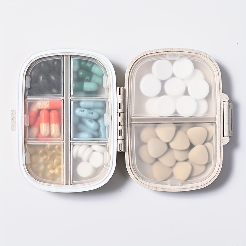 8-Compartment Sealed Pill Box for Travel Medicine Storage