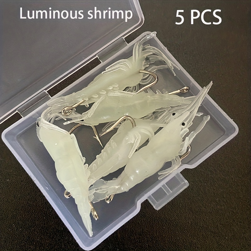 Boxed Worm Soft Bait Hooks Luminous Bionic Shrimp Baits - Temu