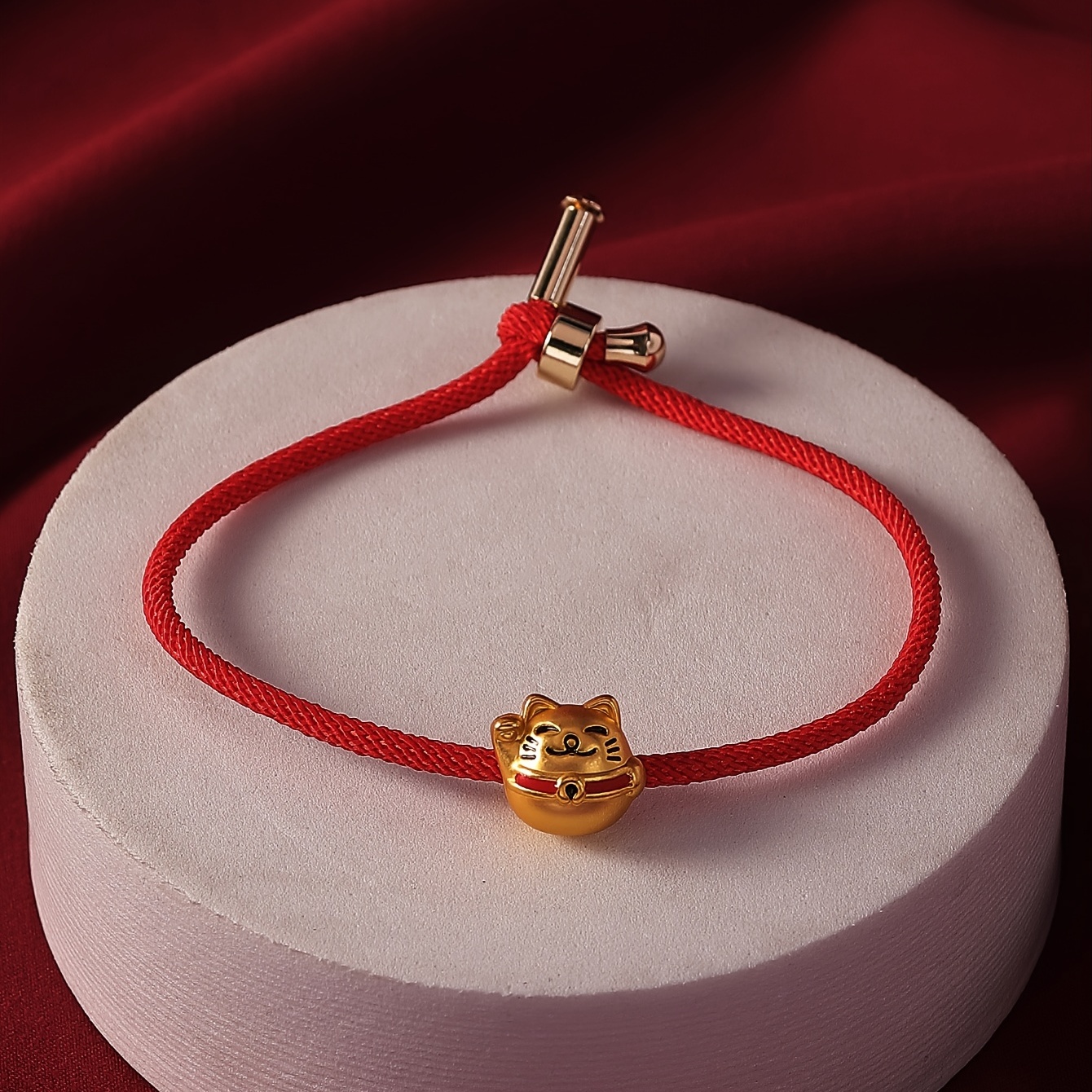 Lucky Red Rope Bracelet with Pendant, Adjustable Gift