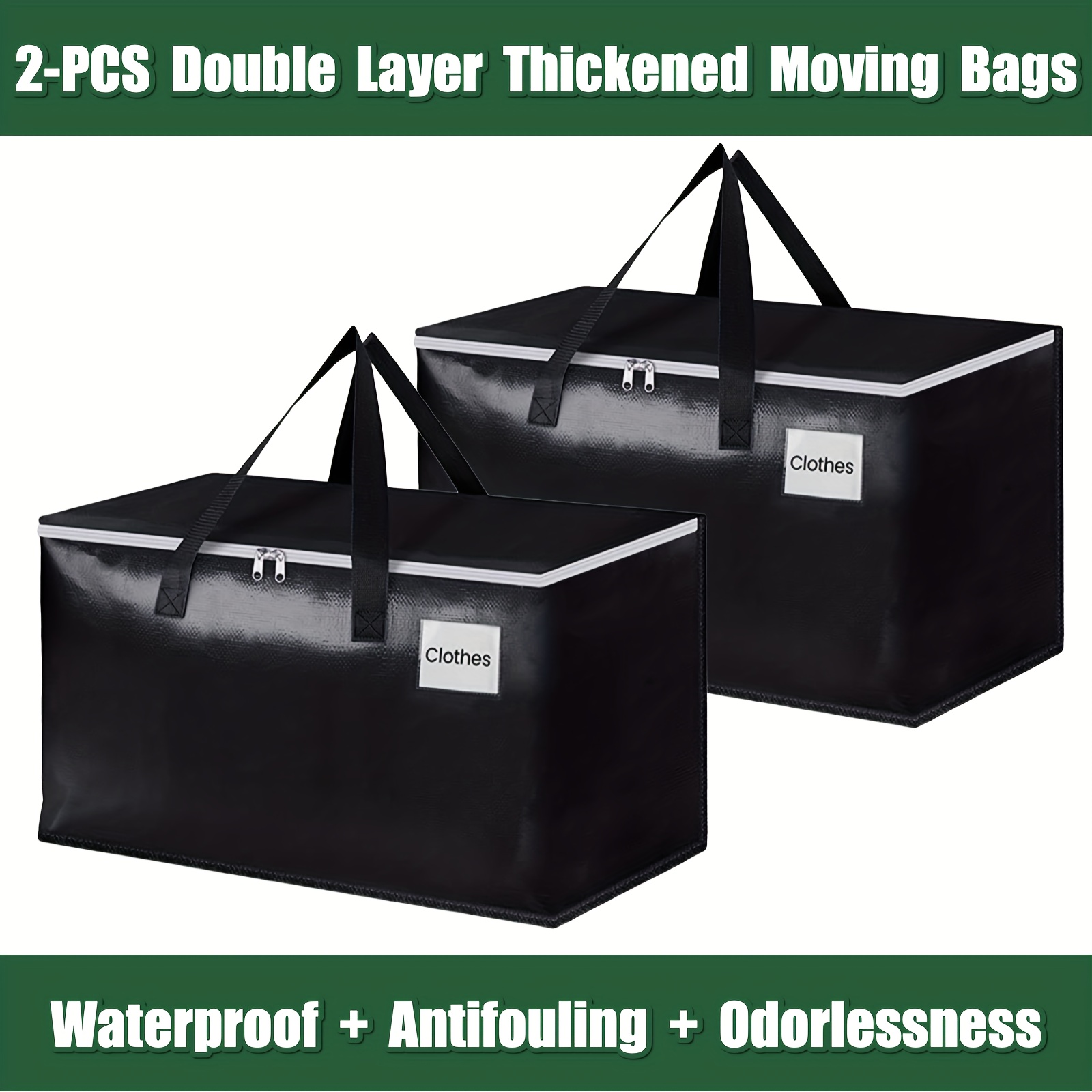 Moving Boxes Heavy Duty Moving Bags with Strong Zippers and Handles  Collapsible Moving Supplies, Storage Totes for Packing & Moving Storing  93L