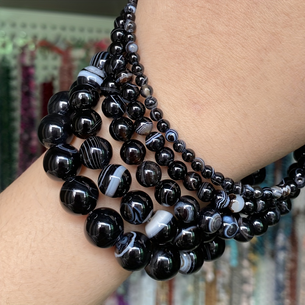 Black Onyx Beads Gemstone Round Loose Beads For Jewelry - Temu