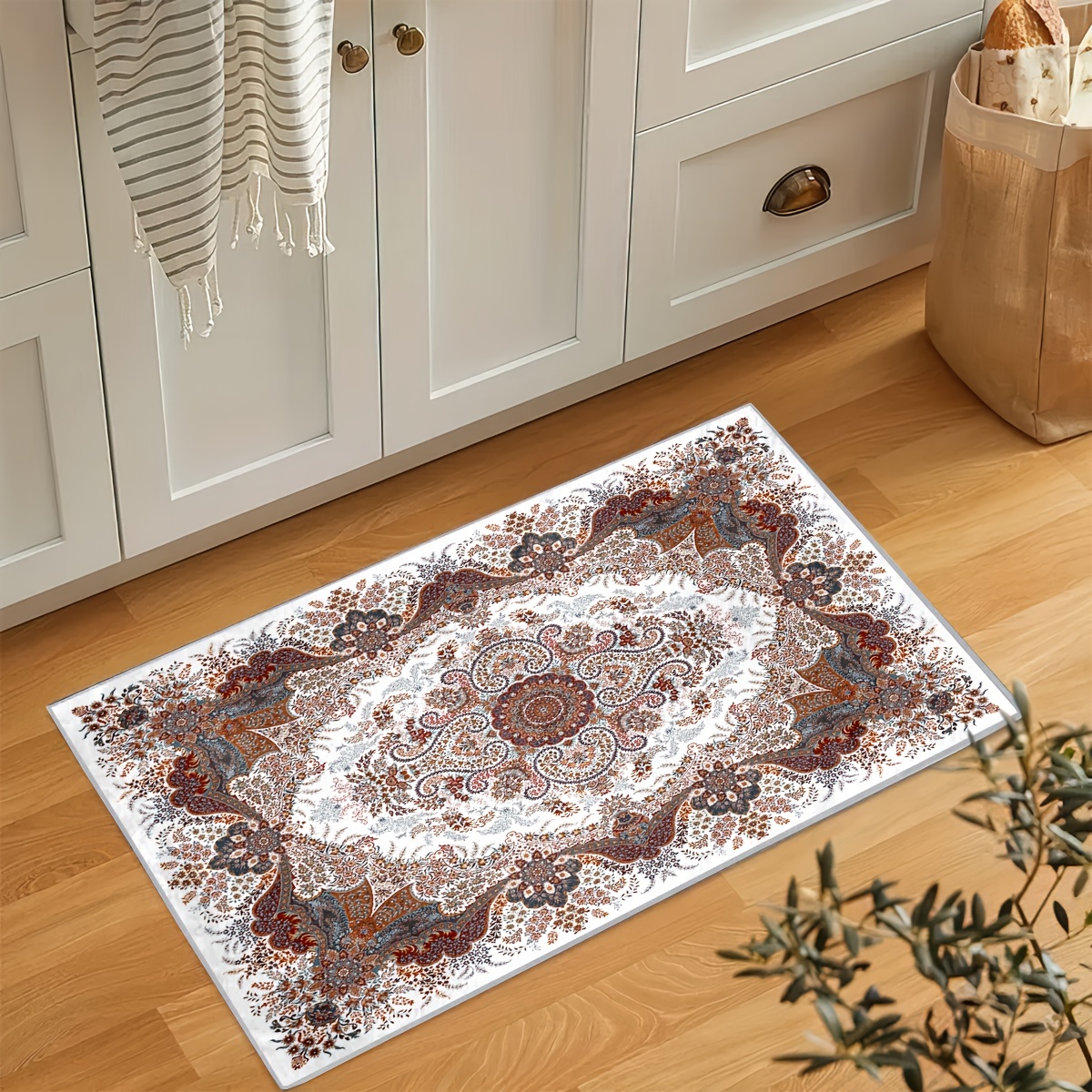 Boho Absorbent Non Slip Cushioned Rugs, Polyester Carpet Morandi