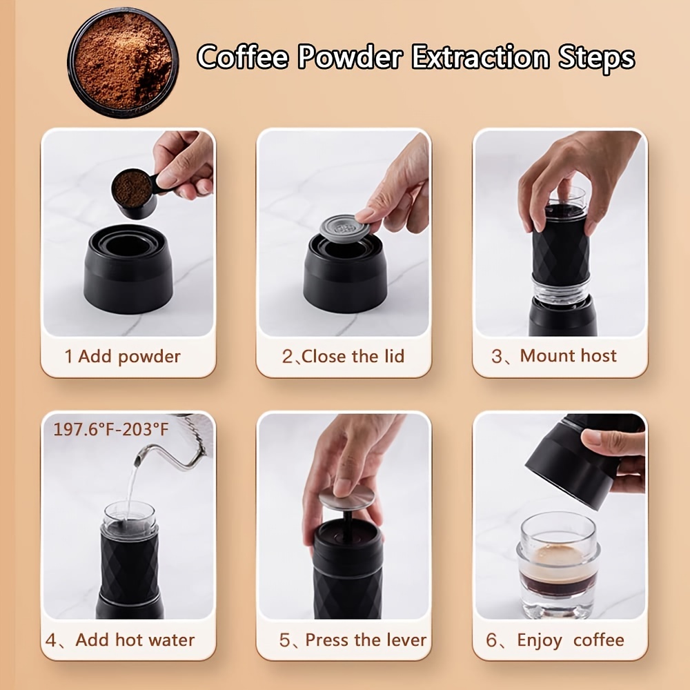 STARESSO Classic Portable Espresso Maker,Unique 2IN1 Travel Coffee  Maker,Compatible Capsules and Ground Coffee,Manual Espresso Machine,Hand  Press