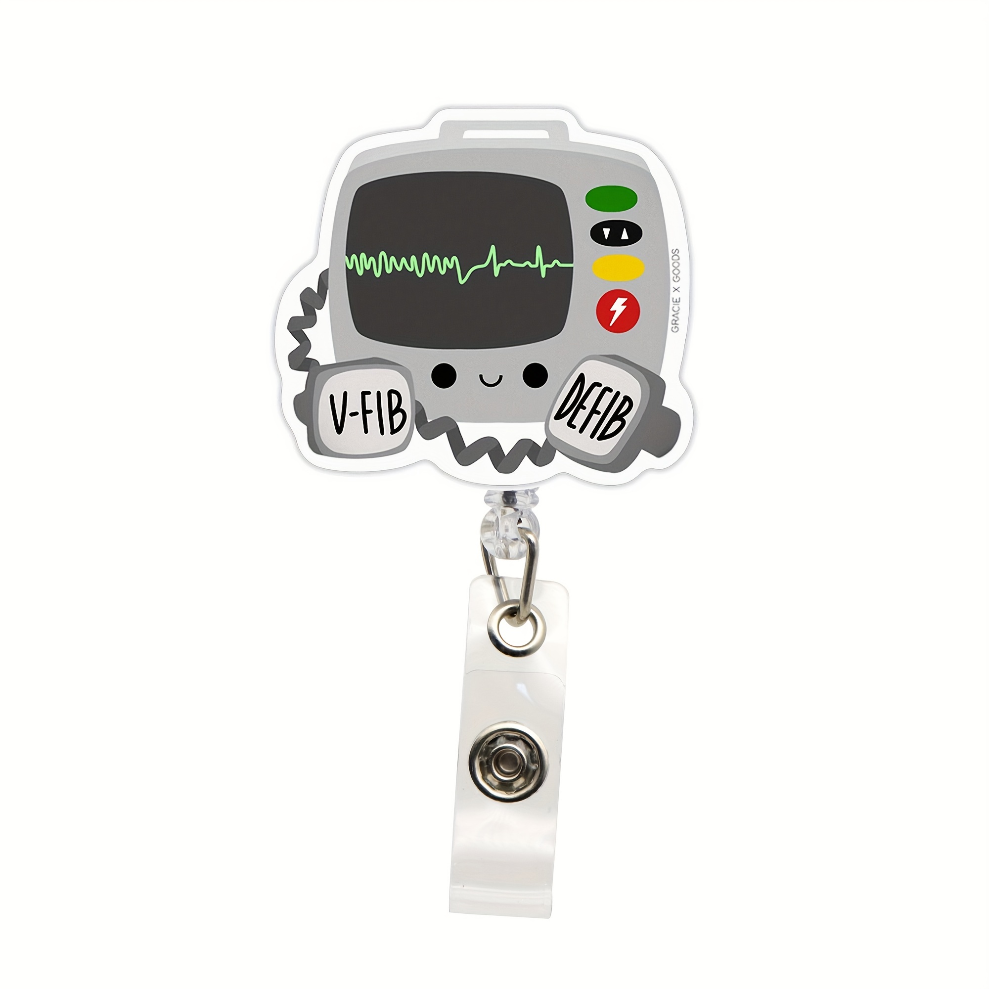 1pc Planar Acrylic Retractable Hospital Nurse Badge Holder Reel Retractable Badge Holders, Badge Reel, Clip ID Card Holders,Cat,Home,Flower