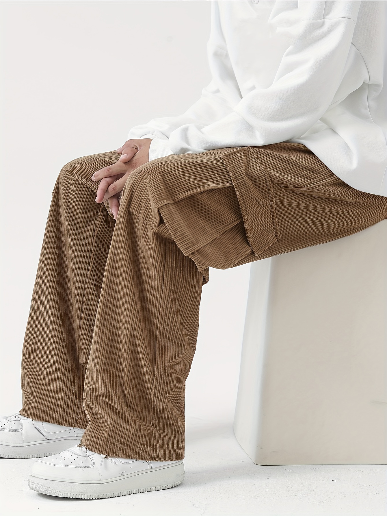 Corduroy Straight Leg Cargo Pants