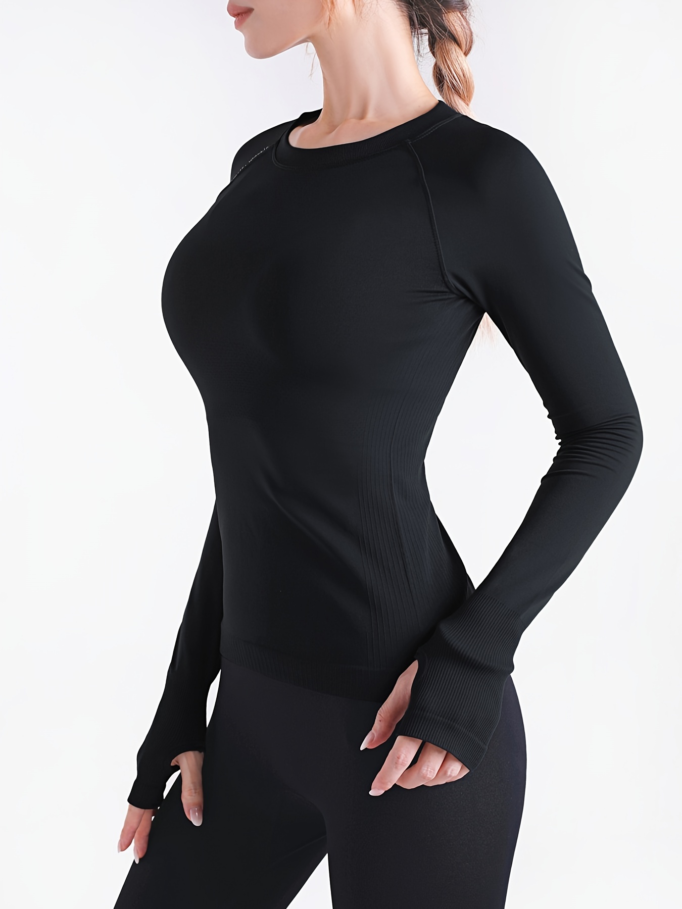 Long Sleeve Breathable Workout Tops for Women Activewear Quick