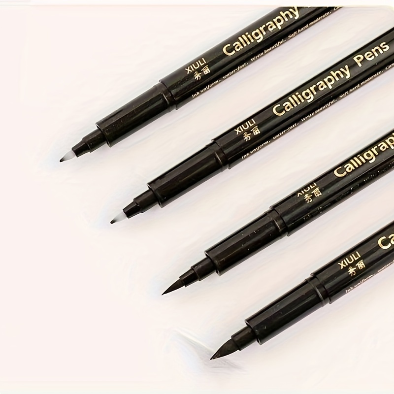3/4 pcs/lot Hand Lettering Brush Pen Black Ink Calligraphy Pen Markers Art  Writing Office School Supplies Stationery Student