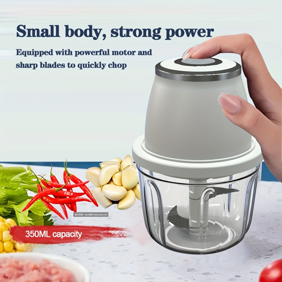 Mini Food Processor, Wireless Multi-functional Cooking Machine, Electric  Meat Grinder Vegetable Chopper Garlic Masher Kitchen Blender, 350ml(White)