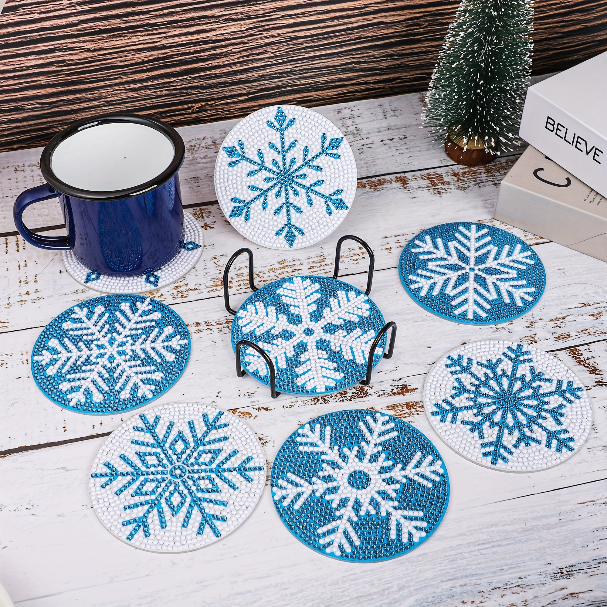 Diy Winter Diamond Painting Coasters Snowman - Temu