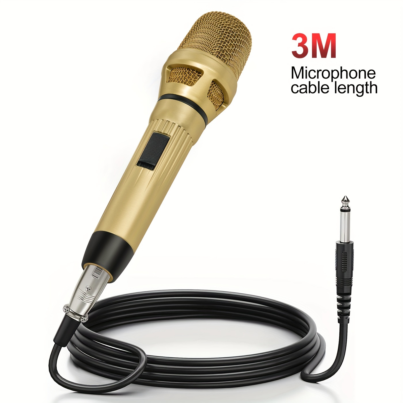 Heikuding Micrófono Profesional Dinámico De Karaoke Para Cantar Con Cable  XLR De 3M/9.8FT Para Altavoces, Máquina De Karaoke, Amplificador, Mezclador