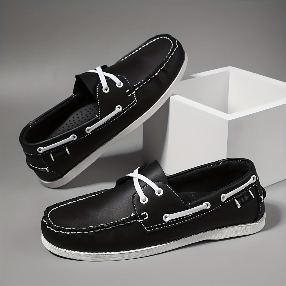 plus size mens boat loafers with pu leather   wear resistant slip on shoes for outdoor walking spring and summer details 13