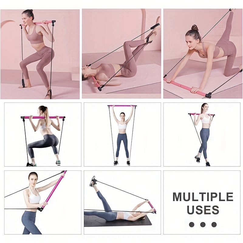  Quindi Pilates Bar Kit with Resistance Bands( 3 Sets of 20  lb,30lb & 40 lb.). Portable, Easy and Quick to Assemble. Exercise from  Home, Premium Fitness Workout Equipment for All