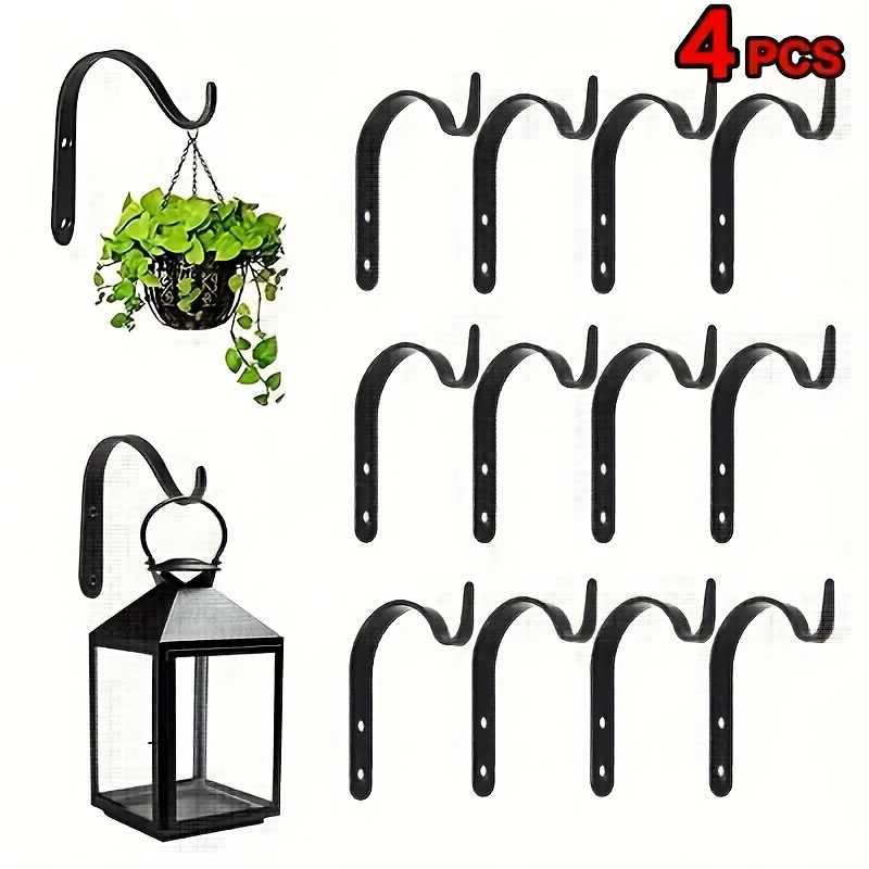 

4pcs Home Improvement Metal J-shaped Wrought Iron Hooks, Painting Flower Baskets, Clothes Hook Accessories