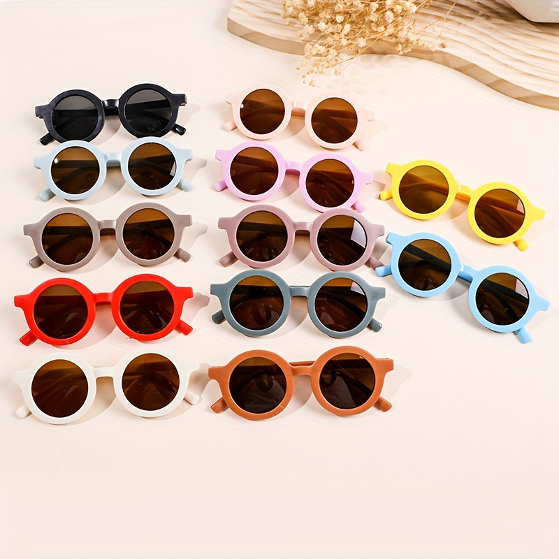 Girl's Sunglasses Matte Children's Sunglasses Trendy Round - Temu